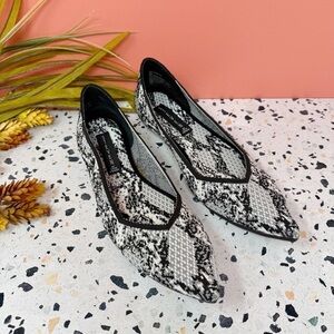 NEW Steven By Steve Madden Rosy Knit Pointed Toe Snake Print Ballet Flats Sz 8